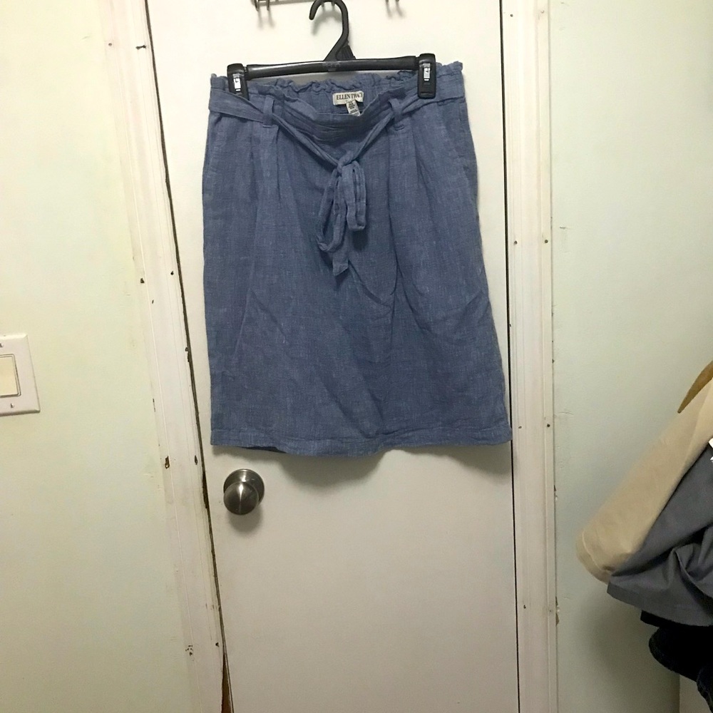 Ellen Tracy Linen blue/white skirt size Medium